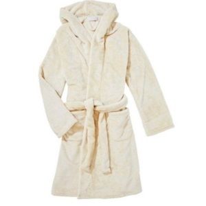 Summer & Rose Plush Cream Hooded Bath Robe Size Small/Medium